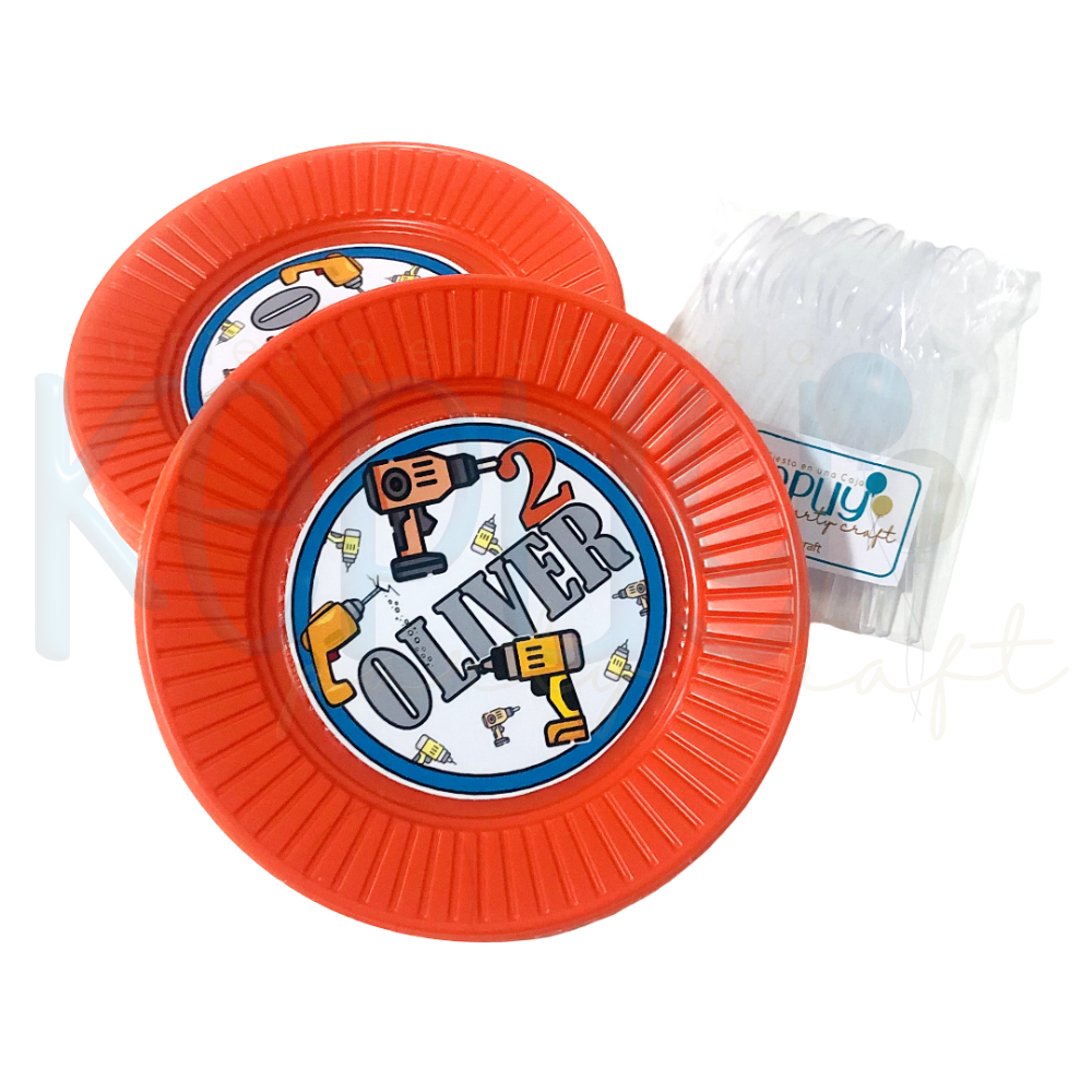 Platos Personalizados para Postre + Cucharitas Cristal (10 Unidades)